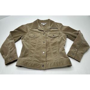 QuickReflex Corduroy Jacket Women's 8 Light brown Mid Length Indie Western Boho